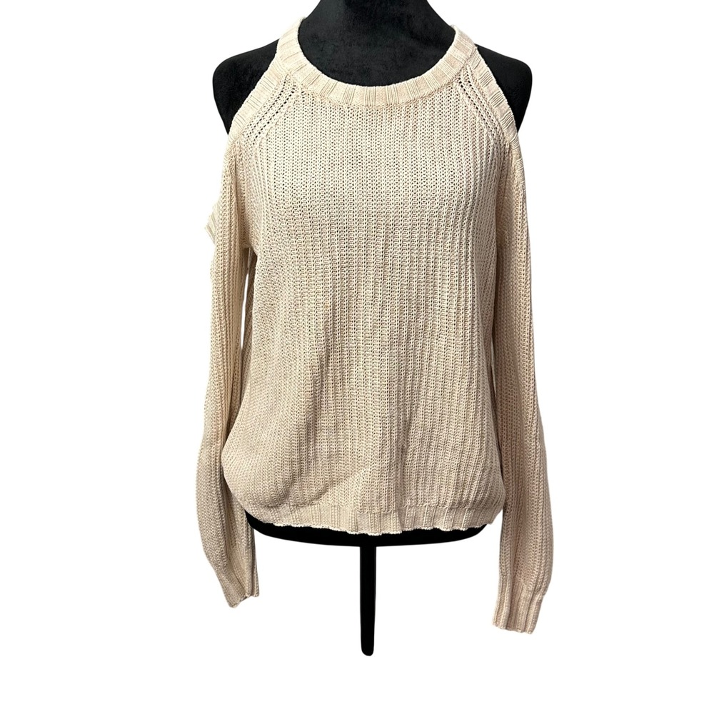 Rails Mika Cold Shoulder Sweater Ivory White Knit Pullover Cozy Coastal L